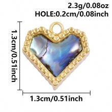 2pcs Heart-Shaped Pendant, Natural Abalone Shell, Glossy 304 Stainless Steel, Jewelry Making Supplies, Charm For Necklace, Earrings, DIY, Waterproof, Fade-Resistant, Fashionable Beach/Ocean Decor - Heart - View 25