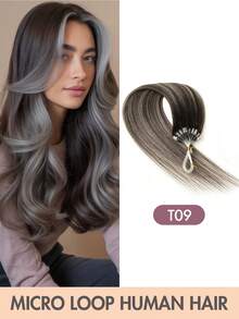 Micro Loop Human Hair Extensions, Silky Soft Hair With Voluminous Ends, Highlight Color Micro Bead Invisible Micro Loop Real Human Hair For Women - 彩色 - 查看 31