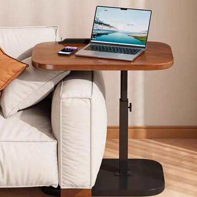 360° Adjustable Height Desk, Featuring Fashionable Minimalist Metal Frame And Durable Wooden Surface, Stable And Non-Shaky. This Lightweight Portable Side Table Is Ideal For Snacks Or Home Office Use.