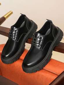 男士黑色正装商务休闲皮鞋，百搭时尚正装鞋，适合工作、婚礼等场合，系带乐福鞋，春秋季款 - 黑色 - 查看 12