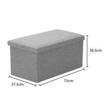 Ottoman Storage Bench Footrest Stool, Folding With Lid – Long Shoe Bench Footstool Storage Box For Living Room, - Gray - 76x38x38CM - View 2