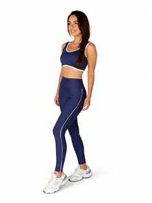 Women's 3-Piece Fitness Kit – Top, Shorts, And High-Waisted Leggings - Màu xanh hải quân - Xem 3