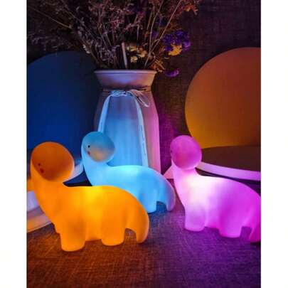 1pc Cartoon Dinosaur Night Light, Creative Thunder Lizard LED Desk Lamp, Animal Decor Lamp, Battery Powered, Bedroom/Living Room Decoration (Includes Battery)