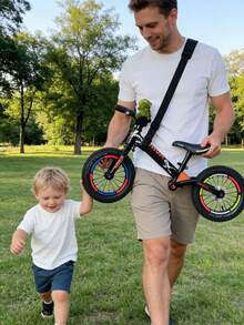1pc Children Balance Bike/Scooter Shoulder Strap, Hands-Free Carrier Strap For Baby Stroller, Portable One Shoulder Accessory - Black - View 2