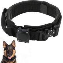 Dog Collar Waterproof Tactical Dog Collar With Control Handle Zinc Alloy Buckle Pte Collar For AirTag Medium Large Dogs Necklace Without Locator And With Screwdriver - 彩色 - 查看 10