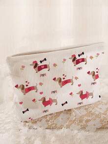 腊肠犬图案灯芯绒化妆包 - 大容量拉链旅行化妆品收纳包，耐用材质，便携式日常旅行化妆包，男女通用，送给爱狗人士的理想礼物。适用于化妆包、洗漱包、旅行必备品、邮轮必备品、度假必备品，男女皆宜。化妆包、化妆品收纳包、化妆品储物包、洗漱旅行包，是送给女性的理想旅行礼物。 - 彩色 - 查看 2