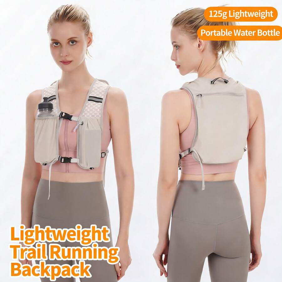 1PC Outdoor Sports Multifunctional Storage Bag, Lightweight Running Backpack With 500ml Water Bottle Pocket, Reflective Hydration Phone Pack, Breathable Anti-Slip Chest Pack For Women Men Running Cycling Marathon Camping.Mini Backpack,Backpack,Hiking Backpack,Backpack Purse For Women,Glowmode,Glowmode Bag,Tactical Gear,Running Vest Women,Gym Backpack,Gym Bags,Gym Bag,Travel Backpack,Running Vest. - 淺灰色 - 查看 1