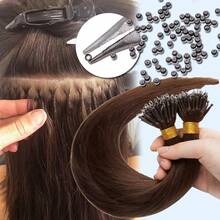 Thick Nano Ring Loop 100% Human Remy Hair Pre Bonded Keratin Fusion Tip Micro Bead Hair Extensions 1g/Strand 50g/Set Straight 14"16"18"20"22"24" #24 Natural Blonde #27 Dark Blonde #60 Platinum Blonde #613 Bleach Blonde - #613 Bleach Blonde - 查看 10