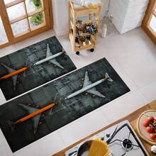 1pc Airplane Pattern Printed Silica Gel Bathroom Mat, Washable Rectangular Carpet For Living Room, Bedroom, Hallway, Bathroom, Laundry Room - Polyester Rug, Suitable For Indoor And Outdoor Home Decor - Multicolor - View 5