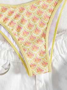 Bộ bikini quây 2 mảnh màu hồng in hoa dành cho nữ, dây đeo có thể tháo rời, thích hợp cho kỳ nghỉ trên đảo và chụp ảnh mùa hè trên bãi biển. - Nhiều màu - Xem 6