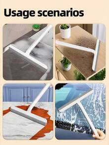 1pc Handheld Squeegee, Silicone Scraper, Glass Cleaning Squeegee, No Trace Bathroom Countertop Mirror Scraper, Window Cleaning Tool - A - View 7