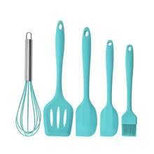 5pcs Silicone Kitchen Utensil Set, Heat Resistant Baking Tools Including Spatula, Basting Brush, Whisk, Long Handle, Suitable For Cooking, Baking And Grilling - View 9