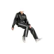 Adidas Adicolor Series Striped Logo Print Zipper Collar Fitted Jacket IZ4033 Men - 黑色 - 查看 4