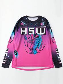 Quần áo xe đạp địa hình leo núi Enduro, áo thun xe đạp MotoDownhill, áo thun nam kiểu Boyfriend Style, áo đạp xe MTB. - Màu tím - Xem 5