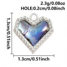 2pcs Heart-Shaped Pendant, Natural Abalone Shell, Glossy 304 Stainless Steel, Jewelry Making Supplies, Charm For Necklace, Earrings, DIY, Waterproof, Fade-Resistant, Fashionable Beach/Ocean Decor - Heart - View 20