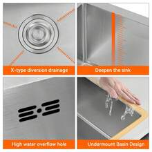 Large Super Deep Single Bowl Square Stainless Steel Kitchen Sink Undermount - Multicolor - View 4