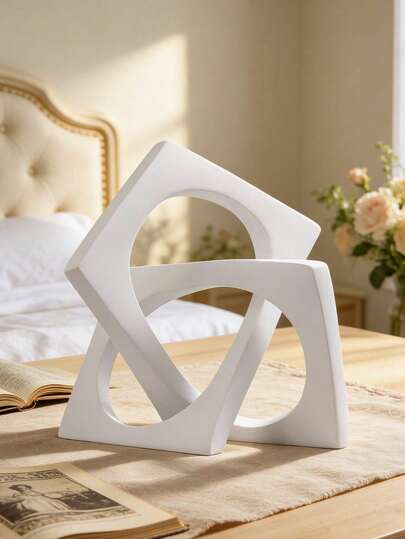 优雅树脂抽象几何雕塑，现代艺术装饰摆件，适用于卧室、客厅、办公室桌面，时尚不规则镂空雕像，家居美学点缀，完美适用于梳妆台、床头柜、置物架装饰，理想的乔迁礼物