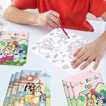 Bluey Bộ 6/12 cuốn sách tô màu hoạt hình   tự làm, sách tô màu graffiti hoạt hình dành cho tiệc tùng, sách vẽ tranh, đồ chơi trẻ em, quà tặng hoàn hảo cho tiệc tùng, quà tặng lễ hội (Kiểu ngẫu nhiên) - Nhiều màu - Xem 9
