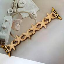 [Vacation Style Strap] 1pc Elastic Starfish Watch Band, Compatible With Apple Watch Bands 38/40/41/42/44/45/46/49mm, Zinc Alloy Stretch Strap, Suitable For Apple Watch Ultra 3/2/1 Series 1-11, Vacation Style Strap - Multicolor - View 13