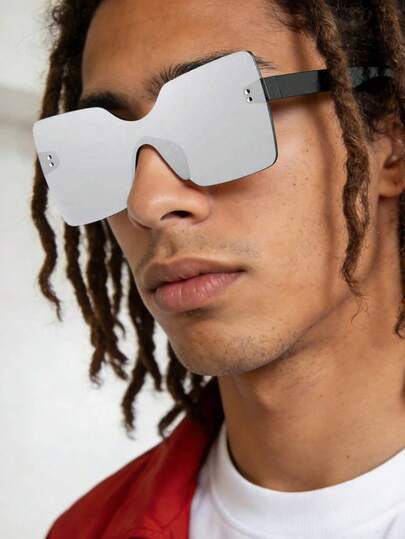 1 PC Men's Cat Eye Frameless Fashion Glasses Lightweight Wear Without Pressure Vintage Style Suitable For Outdoor Party With Glasses Box