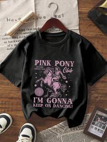 Camisetas de manga corta estampadas de 3 piezas para niñas preadolescentes, camisetas casuales de cuello redondo para verano, adecuadas para uniforme escolar diario, compras y juegos, ropa para niños estudiantes jóvenes, tops de verano para niños - Multicolor - Ver 3