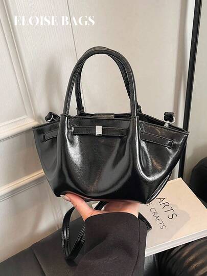 2025 新款复古时尚褶皱手提包，简约通勤斜挎单肩包