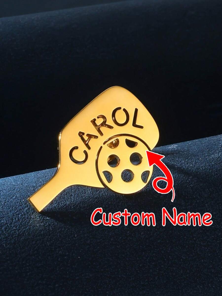1pc Customized Pickleball Name Pin, Minimalist Stainless Steel Letter Badge Brooch For Boy, Pickleball Lover Gift - Multicolor - View 1