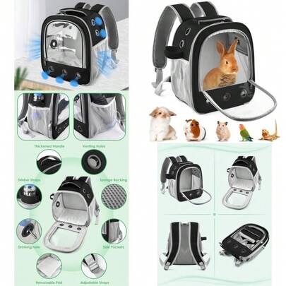 Best Sell-Guinea Pig Carrier Backpack Portable Rabbit Travel Carring Bag For Pet Bunny Chinchilla Bearded Dragon Hamster Parrot Outgoing Pouch Case With Water Bottle Holder And Detachable Pad Black