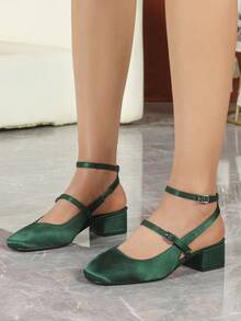 女士高跟鞋、女士时尚漆皮凉鞋、女士时尚休闲露跟拖鞋、女士系带工作凉鞋、玛丽珍镂空趾凉鞋、女士时尚休闲法式露跟凉鞋 - 綠色 - 查看 4