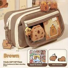 1pc New Minimalist Solid Color Capybara Student Stationery Storage Bag, Multi-Layer Large Capacity, Attractive Stationery Organizer Box, Multifunctional Cosmetic Storage Bag, Back To School Essential - 9-layer Pencil Case - View 23
