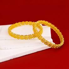 1件24K镀金时尚手镯，奢华新娘婚礼派对配饰，欧式风格 - 金色 - 查看 3