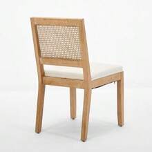 Farmhouse Style Rattan Dining Chair Set Of Two, Modern Medieval Kitchen Dining Chair, Upholstered Rattan Kitchen Chair, Natural Hardwood Frame, Beige, DE1883BG - Khaki - View 6