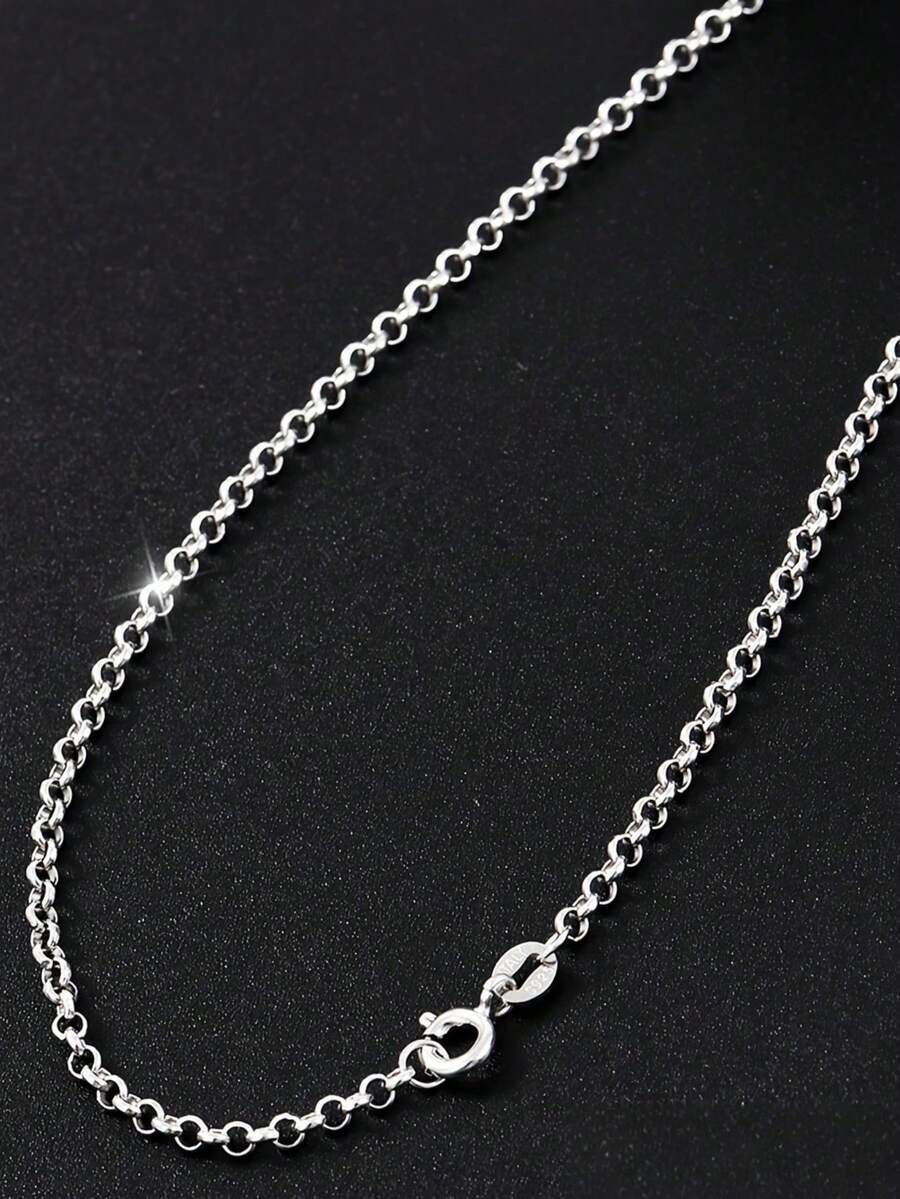 1pc S925 Silver Necklace, Unisex Personalized Korean Style Thick Chain Necklace, Fashionable High-End Jewelry Gift