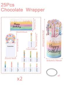 25张生日蛋糕蜡烛图案巧克力包装纸，生日快乐礼品包装纸，巧克力糖果包装用品，生日派对礼品包装装饰，生日派对装饰品，巧克力糖果礼品包装，生日派对用品，生日礼物，派对小礼品 - 蛋糕蠟燭 - 查看 12