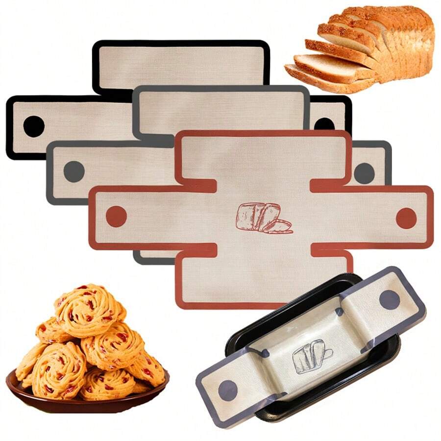 1/2/3pcs Multi-Function Baking Mat | Non-Stick Easy Release Material 9x5 Inch - Heat Resistant Up To 450°F Bread Liner, Fits Bread Pans, Convenient To Use Just Place Dough In Mold And Bake, Reusable And Pan Protecting