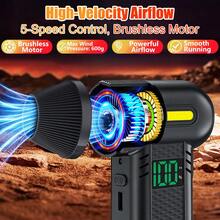 便携式清洁吹风机，C型充电，130000转/分钟，档位可调，电动除尘器，汽车吹雪除尘涡轮喷气风扇 - A - 查看 6