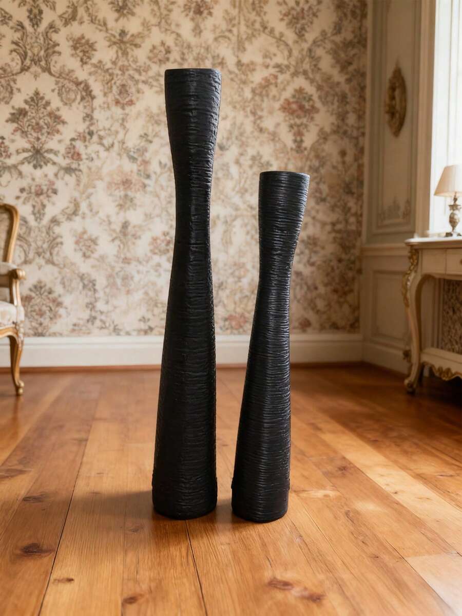1个高品质黑白复古花瓶，现代奢华落地大花瓶，塑料材质，适用于水培、干花和人造花，非常适合花束/婚礼、家居客厅装饰、阳台、走廊、婚礼、办公室、派对、乔迁、情人节（不含鲜花）