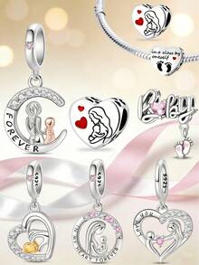 100% 925 Sterling Silver Mother's Day Series Pendant, Women's DIY Jewelry Accessories, Suitable As Birthday, Wedding, Music Festival, Mother's Day, Valentine's Day And Other Holiday Gifts - Multicolor - View 12