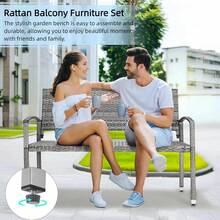Outdoor Bench Rattan Garden Park Bench Loveseat For Patio,Yard,Front Porch,320kg Capacity,Weatherproof - Grey - View 3