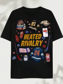 2026: Rivalry Through, Hudson Williams And Connor Storrie T-Shirt, Warm And Comfortable Colored T-Shirt, Ilya Rozanov And Shane Hollander T-Shirt. Printed T-Shirt - Made Of Pure Cotton, It Is Soft And Breathable, Suitable For Both Men And Women. It Is A Casual Shirt Suitable For All Seasons And A Stylish Souvenir. It Is Suitable For Everyday Wear, Streetwear Enthusiasts, And Music Lovers. - Black - View 1