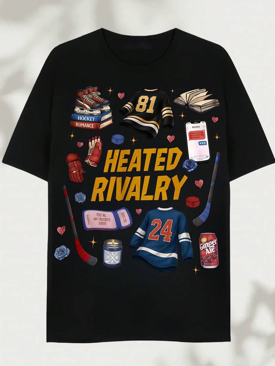 2026: Rivalry Through, Hudson Williams And Connor Storrie T-Shirt, Warm And Comfortable Colored T-Shirt, Ilya Rozanov And Shane Hollander T-Shirt. Printed T-Shirt - Made Of Pure Cotton, It Is Soft And Breathable, Suitable For Both Men And Women. It Is A Casual Shirt Suitable For All Seasons And A Stylish Souvenir. It Is Suitable For Everyday Wear, Streetwear Enthusiasts, And Music Lovers. - Black - View 1