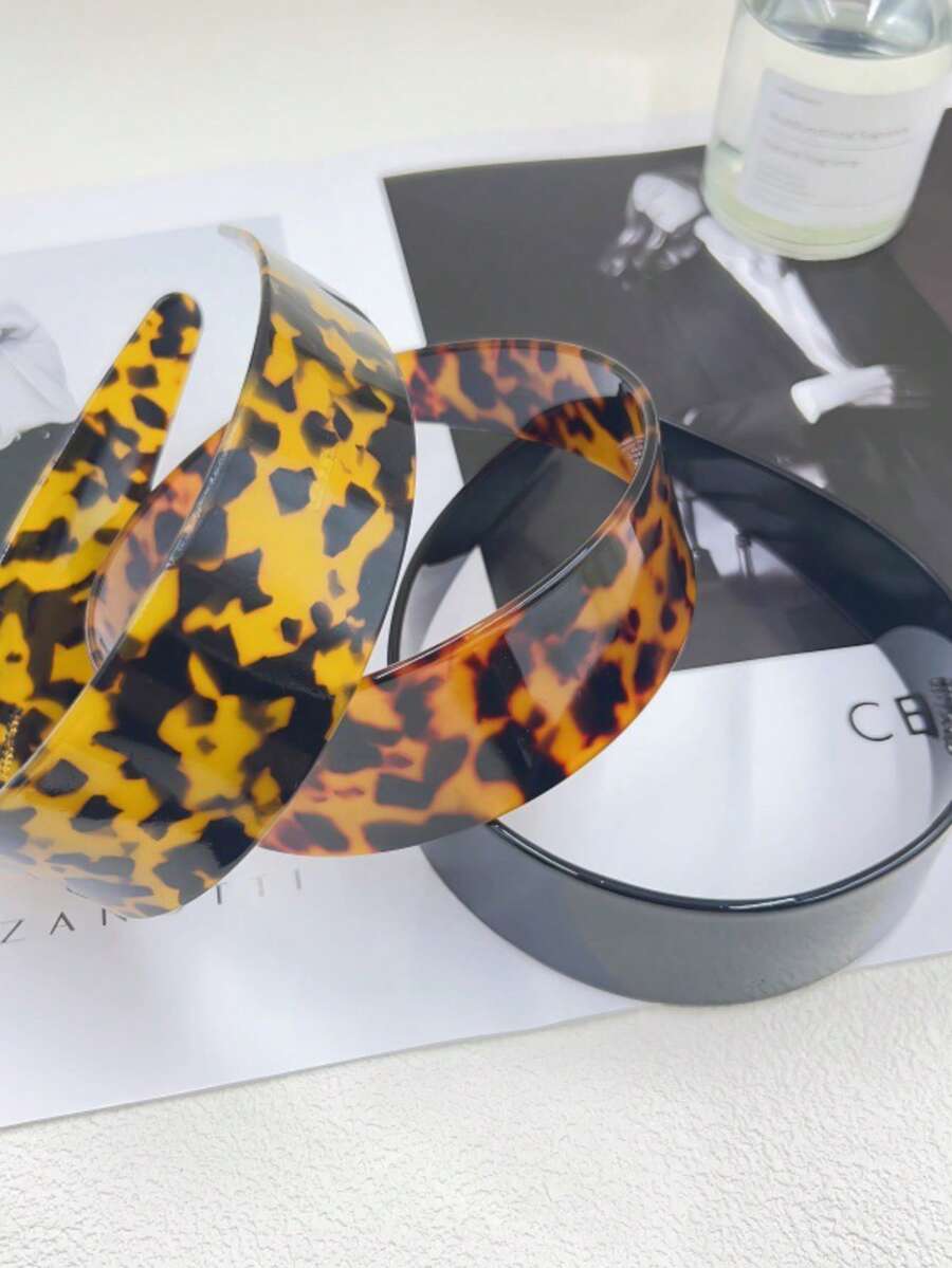 1 chiếc băng đô bản rộng kiểu cổ điển retro họa tiết đồi mồi, chất liệu acetate dày dặn, thời trang, đa năng, tối giản, thanh lịch, phụ kiện làm đẹp tóc tại nhà. - Nhiều màu - Xem 1