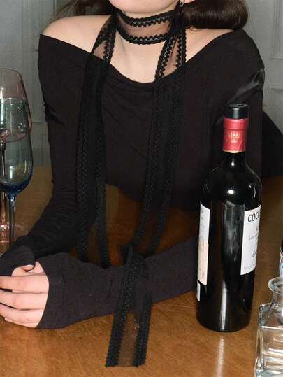 1件柔软优雅蕾丝花卉刺绣时尚发带/腕带/围巾，适合女性办公室穿着