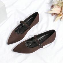 Giày búp bê mũi nhọn nữ, giày Mary Jane buộc dây kiểu cổ điển in họa tiết da báo, giày casual. - Rỉ Nâu - Xem 12