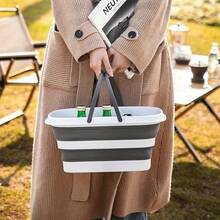 1 Foldable Sink And Picnic Basket, Durable PVC, Multifunctional And Easy To Store, Folds For Convenience, Perfect For Camping, Hiking, And Family Gatherings - Green - View 5