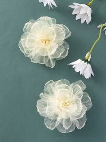 2pcs Teen Girls Flower Decor Hair Clip - Beige - View 5