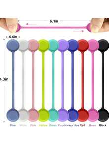 Dây buộc cáp từ tính siêu chắc, có thể tái sử dụng, thích hợp để sắp xếp và bó gọn cáp, tai nghe, bộ sạc USB, móc chìa khóa, kẹp cáp từ tính bọc silicon (Màu ngẫu nhiên) - Màu sắc ngẫu nhiên - Xem 5