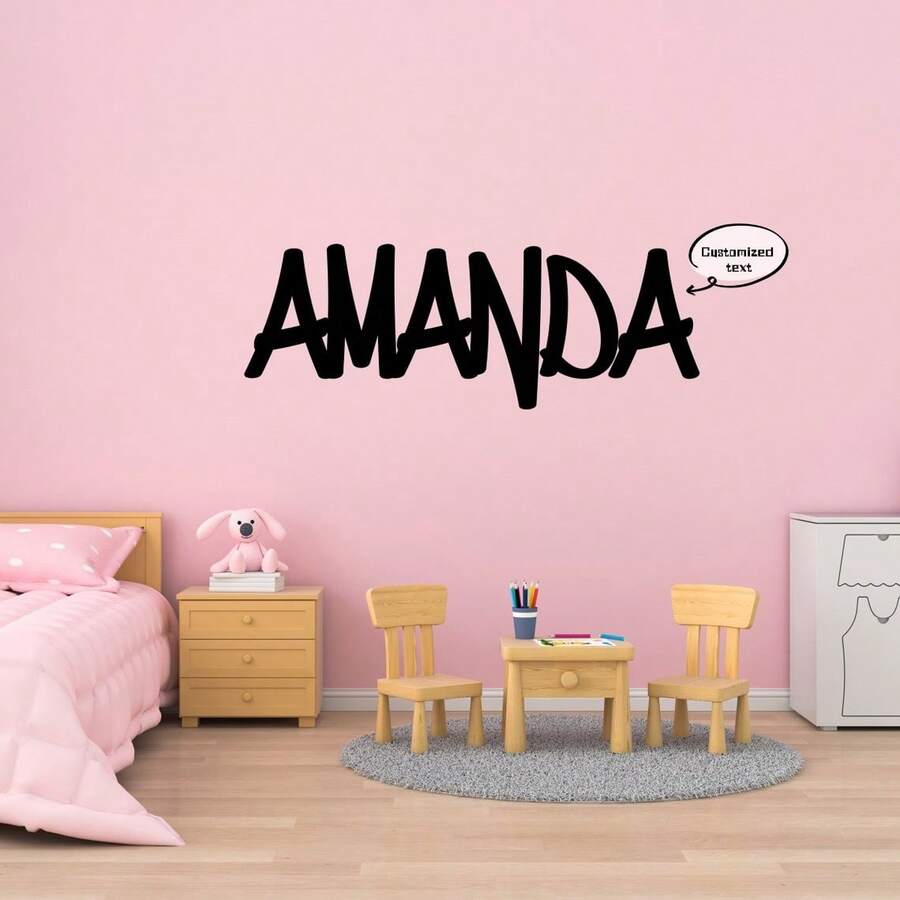 Personalized Boy Name Sticker - Cool Graffiti Font Vinyl Decal For Kids Nursery, Aesthetic Street Style Wall Art, Creative Birthday Gift (DECAL ONLY) - Multicolor - View 1