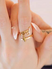 Custom Cross Name Rings For Women 18K Gold Plated "Faith" Scripture Cross Ring Bible Verse Ring, Scripture Ring, Adjustable, Hypoallergenic, Christian Woman Gifts - Multicolor - View 7