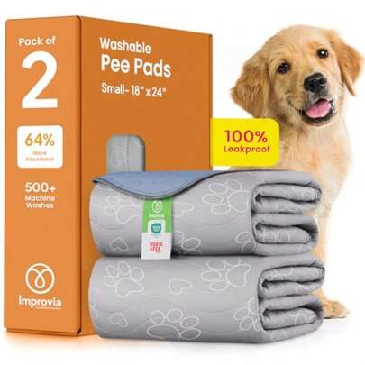 IMPROVIA® Reusable Puppy Pad Waterproof Extra-Absorbent Washable Pee Pad For Dog Training Whelping And More Protect Your Floors And Pet With Quick-Drying Potty Pad Paws And Hearts Small 18"X24"